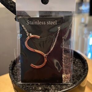 Initial necklace stainless steel slant design